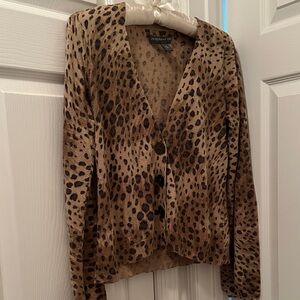 Vintage Y2K Josephine Petite Leopard Cardigan – Silk/Nylon/Angora Blend MP